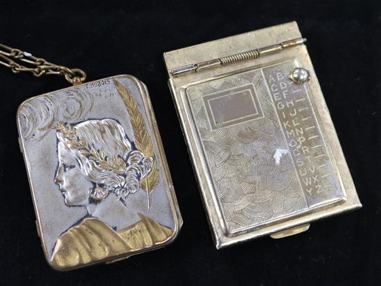 A signed Art Nouveau compact & travel notebook